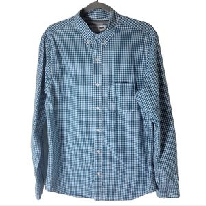Old Navy classic shirt men's M blue white gingham plaid button down regular fit
